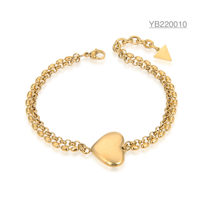 Niche العلامة التجارية الفاخرة والمجوهرات 24k سوار على شكل قلب الذهب هدية عيد الحب