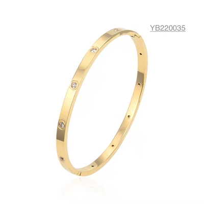 بلينغ الماس الخفيفة الفاخرة الذهب الإسورة تصميم مستقل SS316l الذهب الإسورة