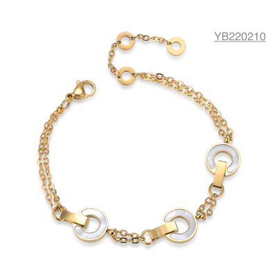 18k الذهب الفولاذ المقاوم للصدأ شل قلادة مجوهرات سلسلة يد حلقة فريتيلاري الأبيض